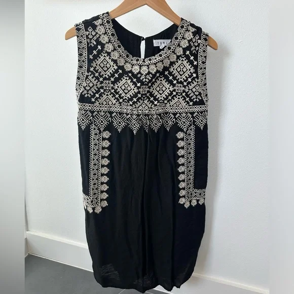 blue dress for baby girl THML Clothing Embroidered Puff Sleeve Black Dress main image 1